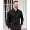 image:imageMens Dress Shirts Long Sleeve Wrinkle Free Business Button Down Shirt  Regular Fit Adjustable Cuffs Spread collar SkinFriendly Casual Easy Care Regular Fit for Wedding Vacation Work OfficeBlack