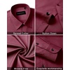 image:imageMens Dress Shirts Long Sleeve Wrinkle Free Business Button Down Shirt  Regular Fit Adjustable Cuffs Spread collar SkinFriendly Casual Easy Care Regular Fit for Wedding Vacation Work OfficeDark Red