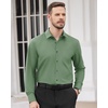 image:imageMens Dress Shirts Long Sleeve Wrinkle Free Business Button Down Shirt  Regular Fit Adjustable Cuffs Spread collar SkinFriendly Casual Easy Care Regular Fit for Wedding Vacation Work OfficeGrayish Green