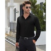 image:imageMens Dress Shirts Long Sleeve Wrinkle Free Business Button Up Shirts  Non Iron Stretch Spread Collar Regular Fit for Business Casual Wedding Office Workwear Dinners Funeral Formal OccasionBlack
