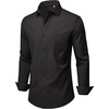 image:imageMens Dress Shirts Stretch Long Sleeve Wrinkle Free Work Button Down Shirt  Business Formal Office Wedding Stretch Cotton Solid Fabric To Easy Care  Breathable Comfortable Spread Collar Regular FitBlack