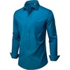 image:imageMens Dress Shirts Stretch Long Sleeve Wrinkle Free Work Button Down Shirt  Business Formal Office Wedding Stretch Cotton Solid Fabric To Easy Care  Breathable Comfortable Spread Collar Regular FitPeacock Blue