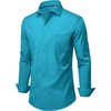 image:imageMens Dress Shirts Stretch Long Sleeve Wrinkle Free Work Button Down Shirt  Business Formal Office Wedding Stretch Cotton Solid Fabric To Easy Care  Breathable Comfortable Spread Collar Regular FitTurquoise