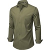 image:imageMens Dress Shirts Stretch Long Sleeve Wrinkle Free Work Button Down Shirt  Business Formal Office Wedding Stretch Cotton Solid Fabric To Easy Care  Breathable Comfortable Spread Collar Regular FitOlive Green
