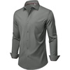 image:imageMens Dress Shirts Stretch Long Sleeve Wrinkle Free Work Button Down Shirt  Business Formal Office Wedding Stretch Cotton Solid Fabric To Easy Care  Breathable Comfortable Spread Collar Regular FitGrey
