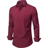 image:imageMens Dress Shirts Stretch Long Sleeve Wrinkle Free Work Button Down Shirt  Business Formal Office Wedding Stretch Cotton Solid Fabric To Easy Care  Breathable Comfortable Spread Collar Regular FitBurgundy