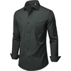image:imageMens Dress Shirts Stretch Long Sleeve Wrinkle Free Work Button Down Shirt  Business Formal Office Wedding Stretch Cotton Solid Fabric To Easy Care  Breathable Comfortable Spread Collar Regular FitCharcoal
