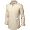 image:imageMens Dress Shirts Stretch Long Sleeve Wrinkle Free Work Button Down Shirt  Business Formal Office Wedding Stretch Cotton Solid Fabric To Easy Care  Breathable Comfortable Spread Collar Regular FitKhaki