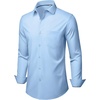 image:imageMens Dress Shirts Stretch Long Sleeve Wrinkle Free Work Button Down Shirt  Business Formal Office Wedding Stretch Cotton Solid Fabric To Easy Care  Breathable Comfortable Spread Collar Regular FitLight Blue