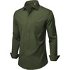 image:imageMens Dress Shirts Stretch Long Sleeve Wrinkle Free Work Button Down Shirt  Business Formal Office Wedding Stretch Cotton Solid Fabric To Easy Care  Breathable Comfortable Spread Collar Regular FitArmy Green