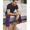image:imageMens Flannel Pajama Pants Plaid Heavyweight Cotton PJs Bottoms Sleepwear  Soft Cozy with Pockets Elastic Waistband Drawstring Adjustable Length Casual Checkered Lounge Pant for Home Holiday DailyPurple