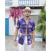 image:imageMens Hawaiian Shirt Summer Beach Casual Short Sleeve Button Down Shirts  Aloha Tropical Print Cuban Collar Relaxed Fit for Vacation Beach Party Luau Cruise Holiday Summer Outdoor WeddingPurple