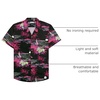 image:imageMens Hawaiian Shirt Summer Beach Casual Short Sleeve Button Down Shirts  Aloha Tropical Print Cuban Collar Relaxed Fit for Vacation Beach Party Luau Cruise Holiday Summer Outdoor WeddingRosy Black Beach