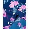 image:imageMens Hawaiian Shirt Summer Beach Casual Short Sleeve Button Down Shirts  Aloha Tropical Print Cuban Collar Relaxed Fit for Vacation Beach Party Luau Cruise Holiday Summer Outdoor WeddingNavy Rosy