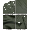 image:imageMens Knit Shirt Short Sleeve Button Down Shirt Textured Casual Summer Tops  Knit Hollow Stretch Fabric To Easy Care  Beach Vacation Summer Daily Lightweight Breathable Spread Collar Regular FitArmy Green