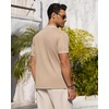 image:imageMens Knit Shirt Short Sleeve Button Down Shirt Textured Casual Summer Tops  Knit Hollow Stretch Fabric To Easy Care  Beach Vacation Summer Daily Lightweight Breathable Spread Collar Regular FitKhaki