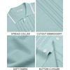 image:imageMens Knit Shirt Short Sleeve Button Down Shirt Textured Casual Summer Tops  Knit Hollow Stretch Fabric To Easy Care  Beach Vacation Summer Daily Lightweight Breathable Spread Collar Regular FitLight Green