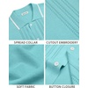 image:imageMens Knit Shirt Short Sleeve Button Down Shirt Textured Casual Summer Tops  Knit Hollow Stretch Fabric To Easy Care  Beach Vacation Summer Daily Lightweight Breathable Spread Collar Regular FitTeal