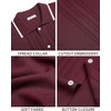 image:imageMens Knit Shirt Short Sleeve Button Down Shirt Textured Casual Summer Tops  Knit Hollow Stretch Fabric To Easy Care  Beach Vacation Summer Daily Lightweight Breathable Spread Collar Regular FitBurgundy