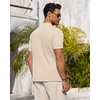 image:imageMens Knit Shirt Short Sleeve Button Down Shirt Textured Casual Summer Tops  Knit Hollow Stretch Fabric To Easy Care  Beach Vacation Summer Daily Lightweight Breathable Spread Collar Regular FitBeige