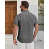 image:imageMens Linen Shirt Short Sleeve Button Down Shirt Casual Beach Wedding Shirts  Pattern CollarLinen Textured Fabric Easy CareWedding Vacation GraduationWork OfficeLightweight ComfortableRegular FitGrey