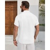 image:imageMens Linen Shirt Short Sleeve Button Down Shirt Casual Beach Wedding Shirts  Pattern CollarLinen Textured Fabric Easy CareWedding Vacation GraduationWork OfficeLightweight ComfortableRegular FitWhite