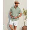 image:imageMens Linen Shirt Short Sleeve Button Down Shirt Casual Beach Wedding Shirts  Pattern CollarLinen Textured Fabric Easy CareWedding Vacation GraduationWork OfficeLightweight ComfortableRegular FitGreen