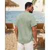 image:imageMens Linen Shirt Short Sleeve Button Down Shirt Summer Casual Beach Tops  Lightweight Breathable Shrinkresistant Linen Texture Relaxed Fit Button Up for Vacation Wedding Work Office Date DailyGreen