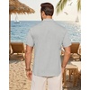 image:imageMens Linen Shirt Short Sleeve Button Down Shirt Summer Casual Beach Tops  Lightweight Breathable Shrinkresistant Linen Texture Relaxed Fit Button Up for Vacation Wedding Work Office Date DailyPale Grey