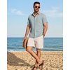image:imageMens Linen Shirt Short Sleeve Button Down Shirt Summer Casual Beach Tops  Lightweight Breathable Shrinkresistant Linen Texture Relaxed Fit Button Up for Vacation Wedding Work Office Date DailyDusty Blue