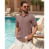 image:imageMens Linen Shirt Short Sleeve Button Down Shirt Summer Casual Beach Tops  Lightweight Breathable Shrinkresistant Linen Texture Relaxed Fit Button Up for Vacation Wedding Work Office Date DailyBurgundy