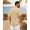 image:imageMens Linen Shirt Short Sleeve Button Down Shirt Summer Casual Beach Tops  Lightweight Breathable Shrinkresistant Linen Texture Relaxed Fit Button Up for Vacation Wedding Work Office Date DailyKhaki