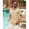 image:imageMens Linen Shirt Short Sleeve Button Down Shirt Summer Casual Beach Tops  Lightweight Breathable Shrinkresistant Linen Texture Relaxed Fit Button Up for Vacation Wedding Work Office Date DailyKhaki