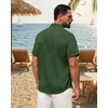 image:imageMens Linen Shirt Short Sleeve Button Down Shirt Summer Casual Beach Tops  Lightweight Breathable Shrinkresistant Linen Texture Relaxed Fit Button Up for Vacation Wedding Work Office Date DailyDark Green