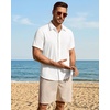 image:imageMens Linen Shirt Short Sleeve Button Down Shirt Summer Casual Beach Tops  Lightweight Breathable Shrinkresistant Linen Texture Relaxed Fit Button Up for Vacation Wedding Work Office Date DailyWhite