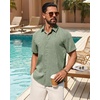 image:imageMens Linen Shirt Short Sleeve Button Down Shirt Summer Casual Beach Tops  Lightweight Breathable Shrinkresistant Linen Texture Relaxed Fit Button Up for Vacation Wedding Work Office Date DailyOlive Green