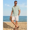 image:imageMens Linen Shirt Short Sleeve Button Down Shirt Summer Casual Beach Tops  Lightweight Breathable Shrinkresistant Linen Texture Relaxed Fit Button Up for Vacation Wedding Work Office Date DailyLight Green