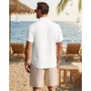 image:imageMens Linen Shirt Short Sleeve Button Down Shirt Summer Casual Beach Tops  Lightweight Breathable Shrinkresistant Linen Texture Relaxed Fit Button Up for Vacation Wedding Work Office Date DailyWhite
