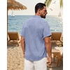 image:imageMens Linen Shirt Short Sleeve Button Down Shirt Summer Casual Beach Tops  Lightweight Breathable Shrinkresistant Linen Texture Relaxed Fit Button Up for Vacation Wedding Work Office Date DailyBlue