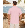 image:imageMens Linen Shirt Short Sleeve Button Down Shirt Summer Casual Beach Tops  Lightweight Breathable Shrinkresistant Linen Texture Relaxed Fit Button Up for Vacation Wedding Work Office Date DailyPink