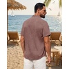 image:imageMens Linen Shirt Short Sleeve Button Down Shirt Summer Casual Beach Tops  Lightweight Breathable Shrinkresistant Linen Texture Relaxed Fit Button Up for Vacation Wedding Work Office Date DailyBurgundy