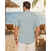 image:imageMens Linen Shirt Short Sleeve Button Down Shirt Summer Casual Beach Tops  Lightweight Breathable Shrinkresistant Linen Texture Relaxed Fit Button Up for Vacation Wedding Work Office Date DailyDusty Blue