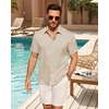 image:imageMens Linen Shirt Short Sleeve Button Down Shirt Summer Casual Beach Tops  Lightweight Breathable Shrinkresistant Linen Texture Relaxed Fit Button Up for Vacation Wedding Work Office Date DailyStone