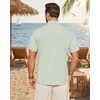 image:imageMens Linen Shirt Short Sleeve Button Down Shirt Summer Casual Beach Tops  Lightweight Breathable Shrinkresistant Linen Texture Relaxed Fit Button Up for Vacation Wedding Work Office Date DailyLight Green