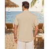 image:imageMens Linen Shirt Short Sleeve Button Down Shirt Summer Casual Beach Tops  Lightweight Breathable Shrinkresistant Linen Texture Relaxed Fit Button Up for Vacation Wedding Work Office Date DailyTan