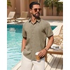 image:imageMens Linen Shirt Short Sleeve Button Down Shirt Summer Casual Beach Tops  Lightweight Breathable Shrinkresistant Linen Texture Relaxed Fit Button Up for Vacation Wedding Work Office Date DailyBrown