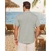 image:imageMens Linen Shirt Short Sleeve Button Down Shirt Summer Casual Beach Tops  Lightweight Breathable Shrinkresistant Linen Texture Relaxed Fit Button Up for Vacation Wedding Work Office Date DailyLight Grey