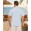 image:imageMens Linen Shirt Short Sleeve Button Down Shirt Summer Casual Beach Tops  Lightweight Breathable Shrinkresistant Linen Texture Relaxed Fit Button Up for Vacation Wedding Work Office Date DailySky Blue