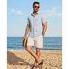 image:imageMens Linen Shirt Short Sleeve Button Down Shirt Summer Casual Beach Tops  Lightweight Breathable Shrinkresistant Linen Texture Relaxed Fit Button Up for Vacation Wedding Work Office Date DailySky Blue