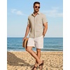image:imageMens Linen Shirt Short Sleeve Button Down Shirt Summer Casual Beach Tops  Lightweight Breathable Shrinkresistant Linen Texture Relaxed Fit Button Up for Vacation Wedding Work Office Date DailyStone